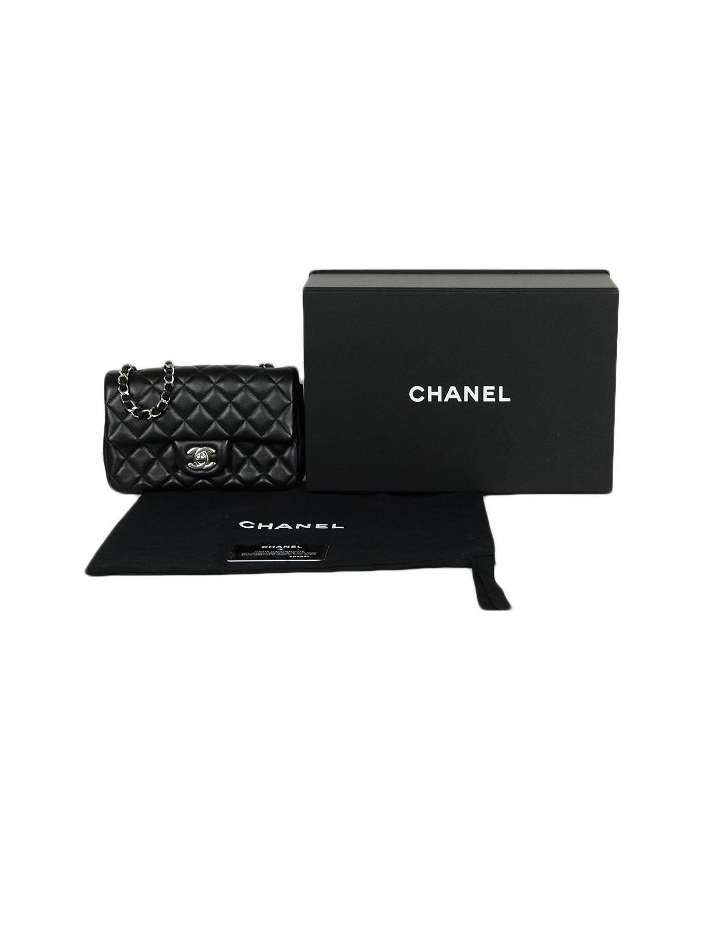 Chanel 2019 Black Lambskin Leather Quilted Mini Rectangular Classic Flap Bag 4