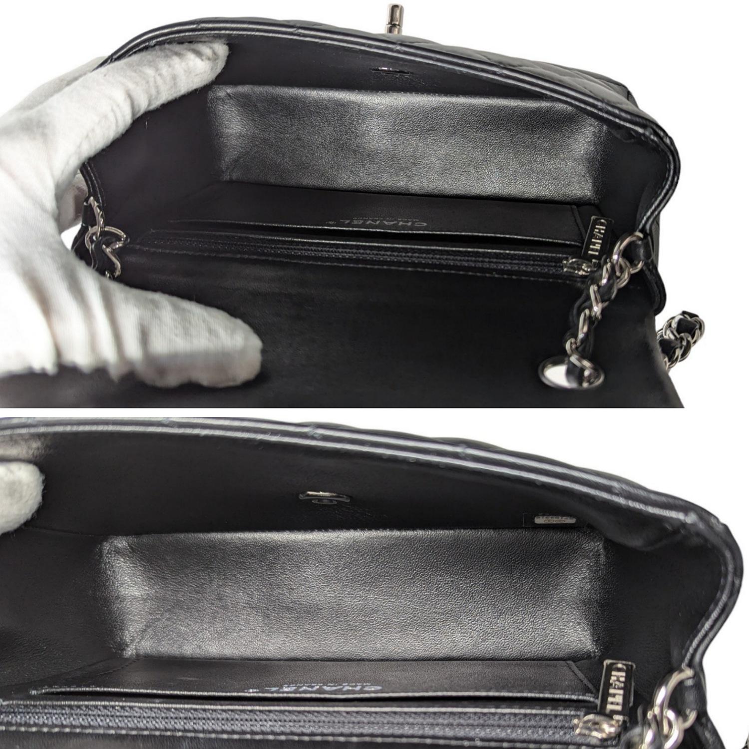 Chanel 2019 Mini solapa rectangular acolchada de piel de cordero negra 3