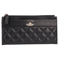 Chanel 2019 Black Leather Large Flap Quilted Card Holder