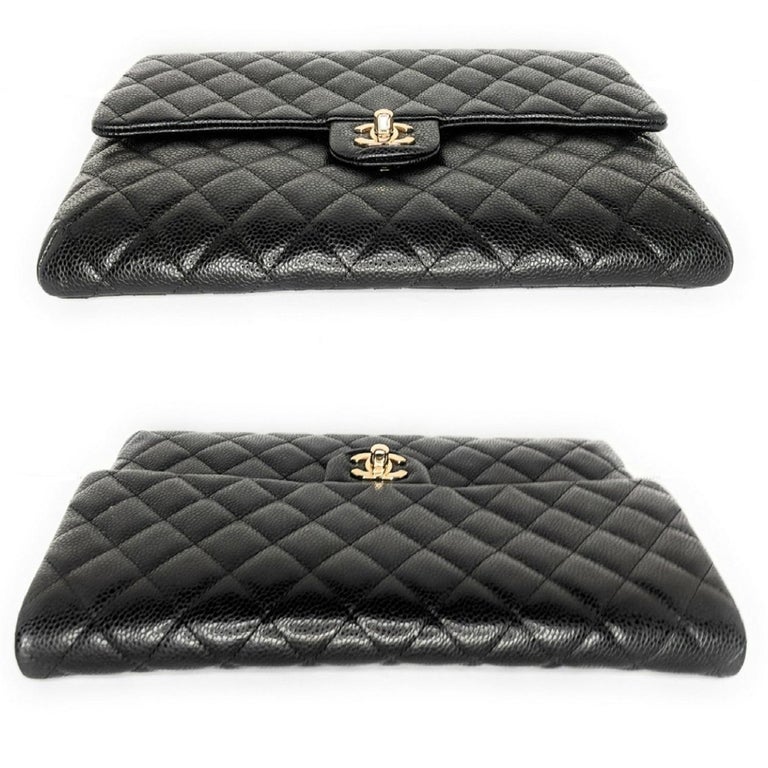 Chanel 2019 Black Quilted Classic Flap Clutch at 1stDibs