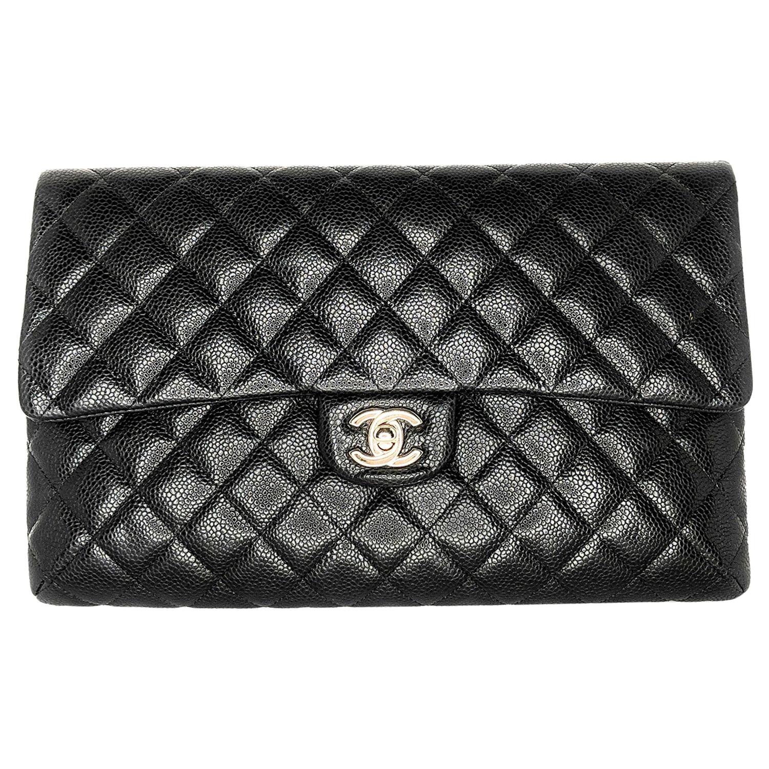 Chanel 2019 Black Quilted Classic Flap Clutch