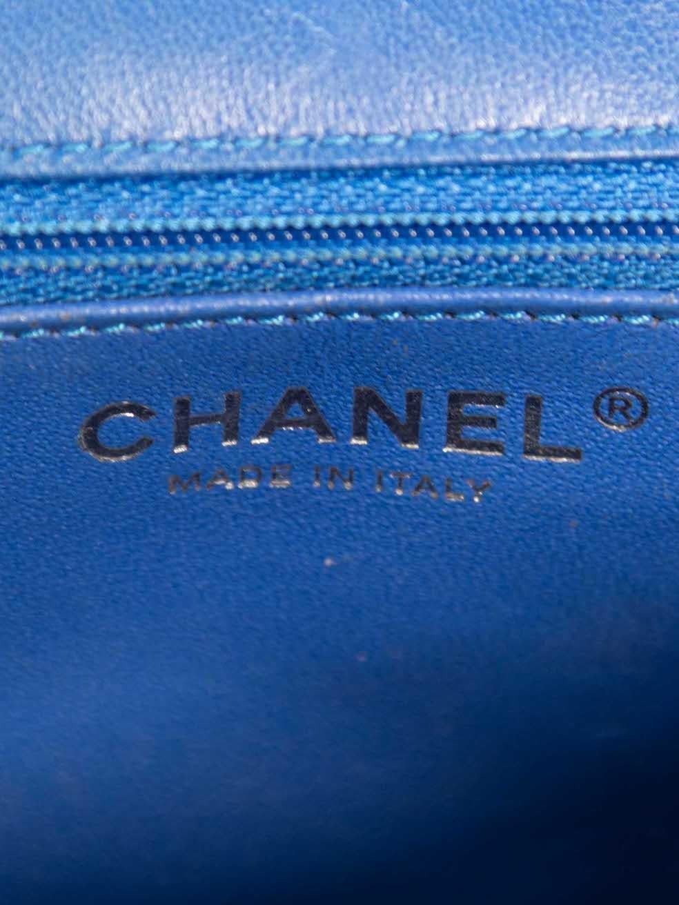 Chanel 2019 Blue Lambskin Chevron Single Flap 2