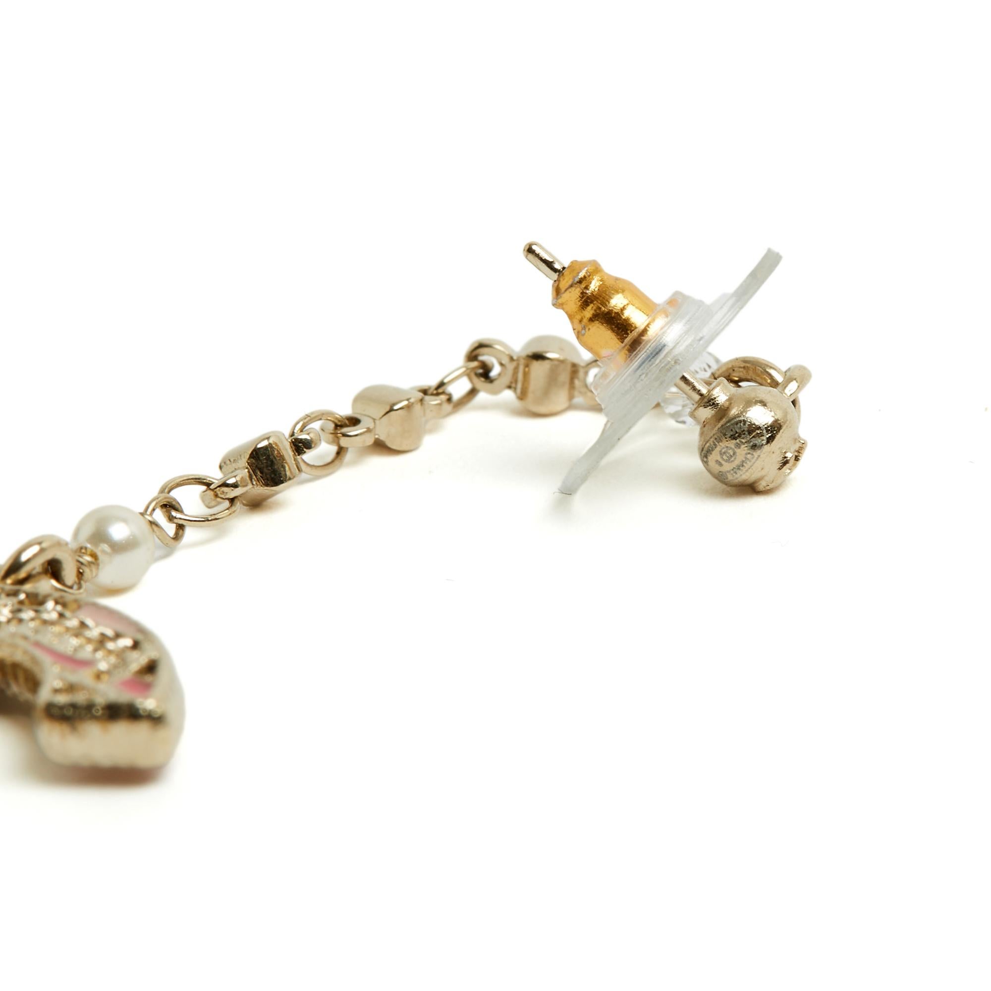 Chanel 2019 Boucles Clous Pendant CC Maxi Golden Pink CC Pendant Earrings Studs In Excellent Condition In PARIS, FR