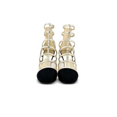 Chanel 2019 Caged Interlocking CC logo Cap Toe Gladiator Pumps 38