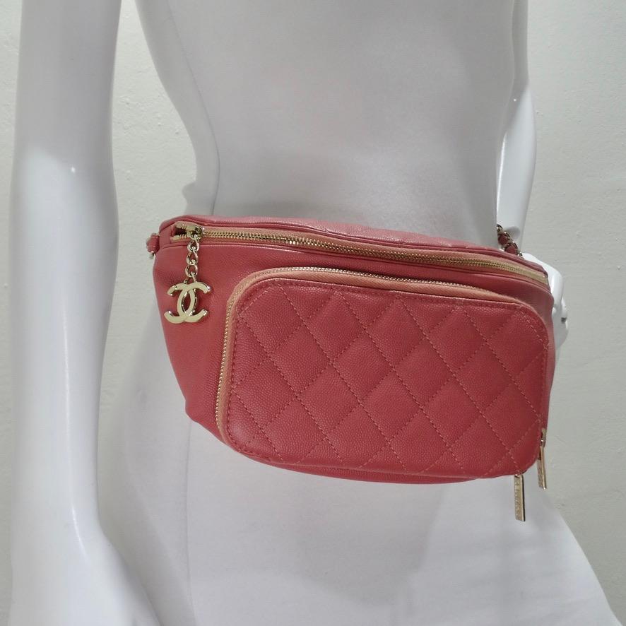 Calling all Chanel collectors! This incredible Chanel rosey pink belt bag is here just in time for the Barbie revival and its going to have you blushing. This stunning bag is so versatile as it can be worn in a plethora of ways- around the waist as