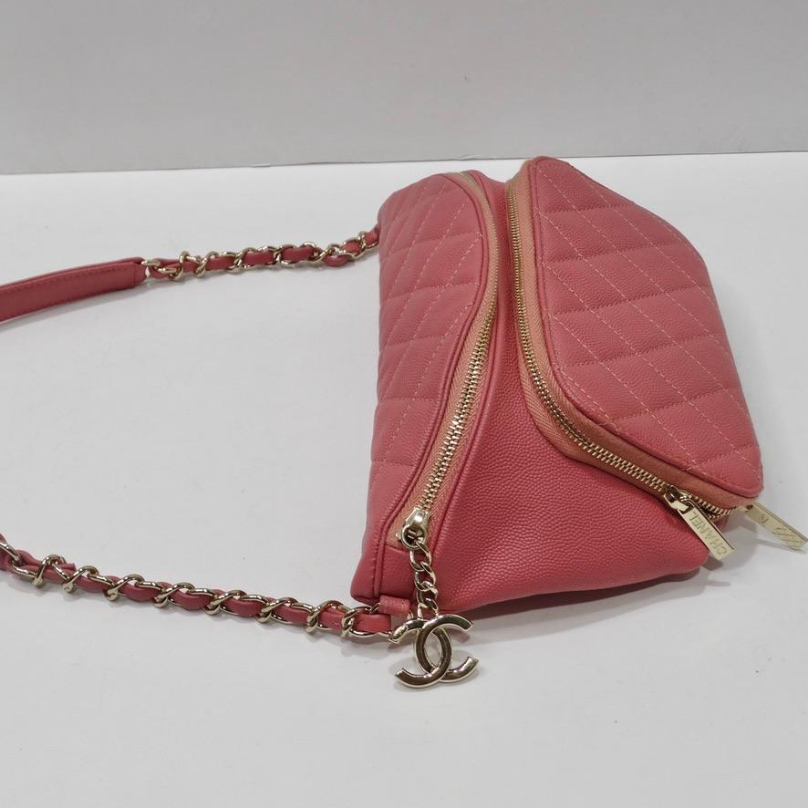 Chanel 2019 Coral Quilted Caviar Business Affinity Waist Bag In Excellent Condition In Scottsdale, AZ