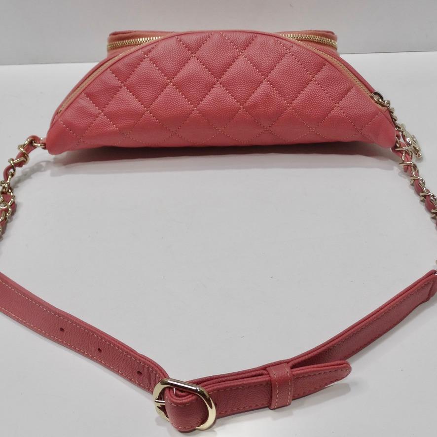 Women's or Men's Chanel 2019 Coral Quilted Caviar Business Affinity Waist Bag