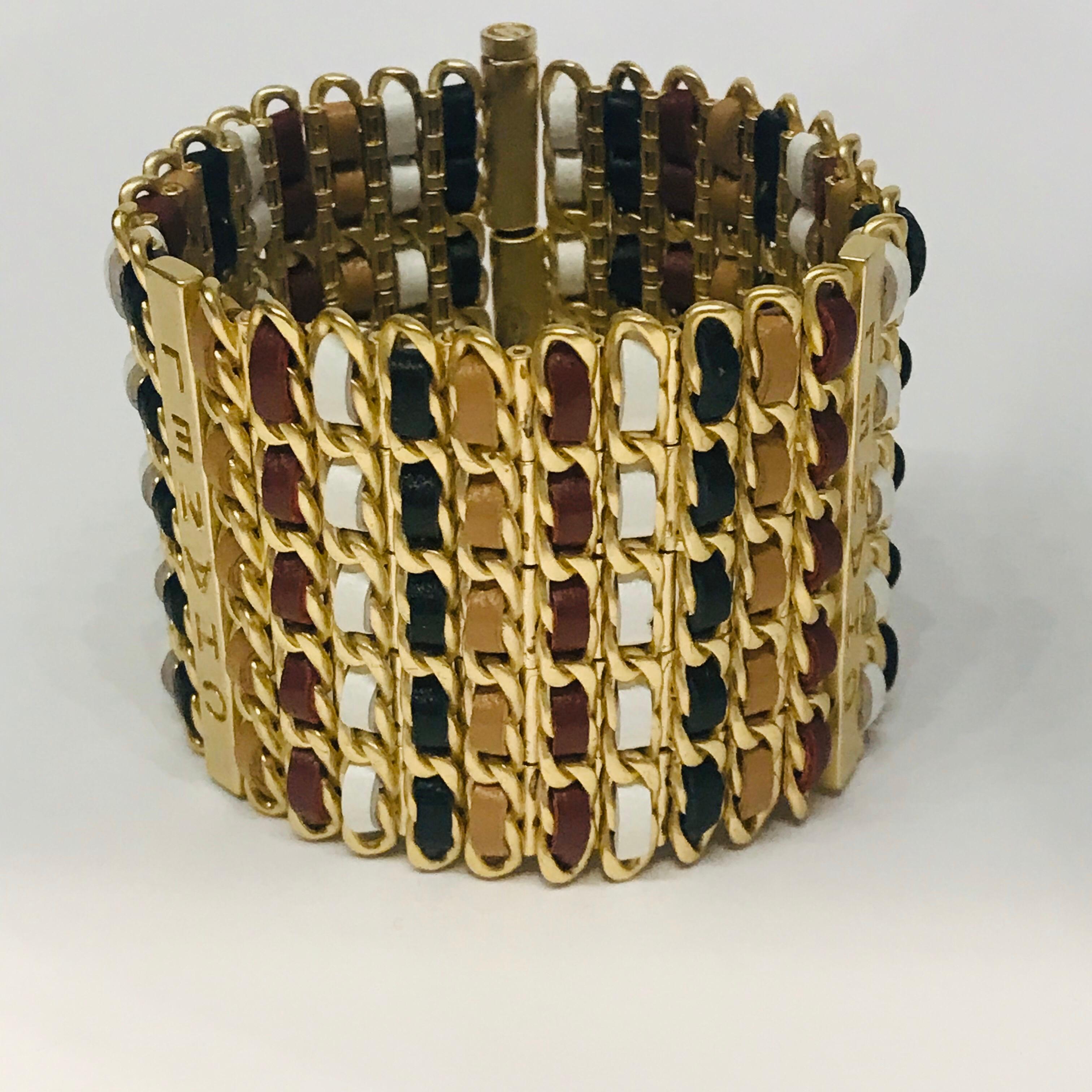 Chanel 2019 Cruise Collection Woven Leather Wide Bracelet 5