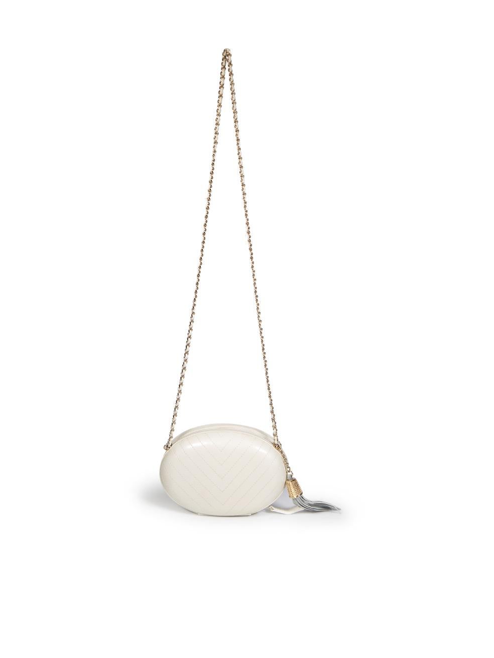 Beige Chanel 2019 Ecru Leather La Pausa Evening Bag