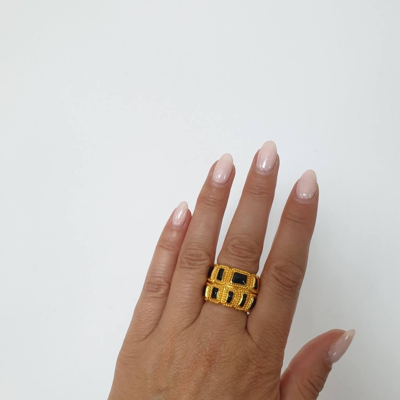 Women's Chanel 2019 Enamel Inlays  Ring Sz.17 For Sale