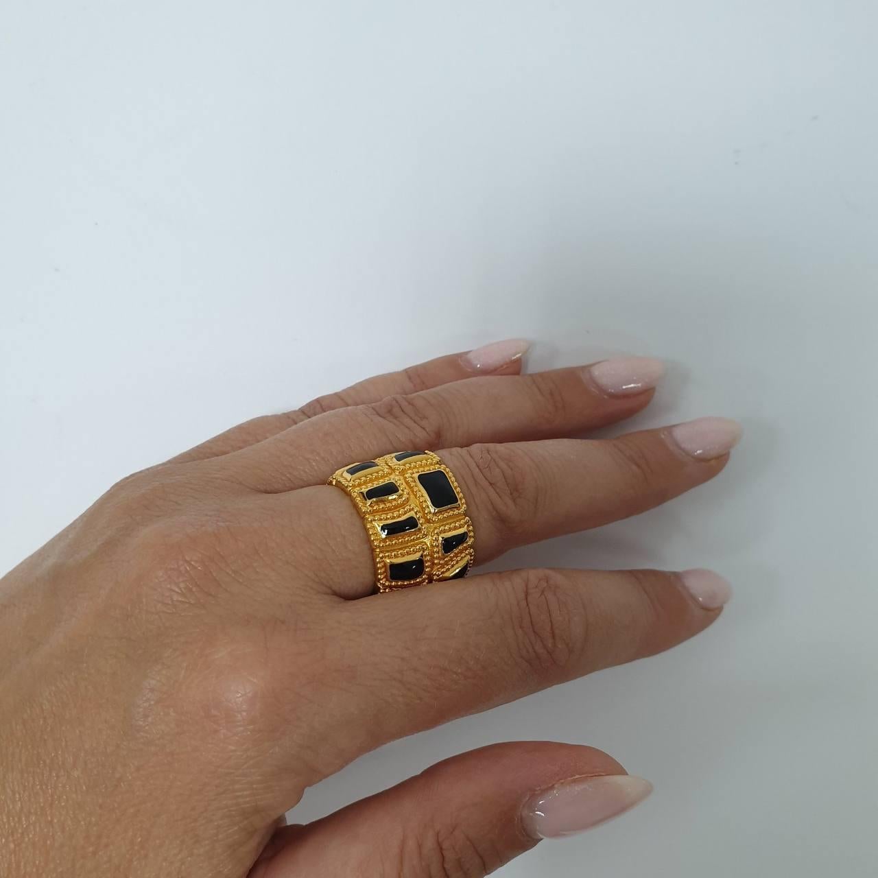 Chanel 2019 Enamel Inlays  Ring Sz.17 For Sale 1