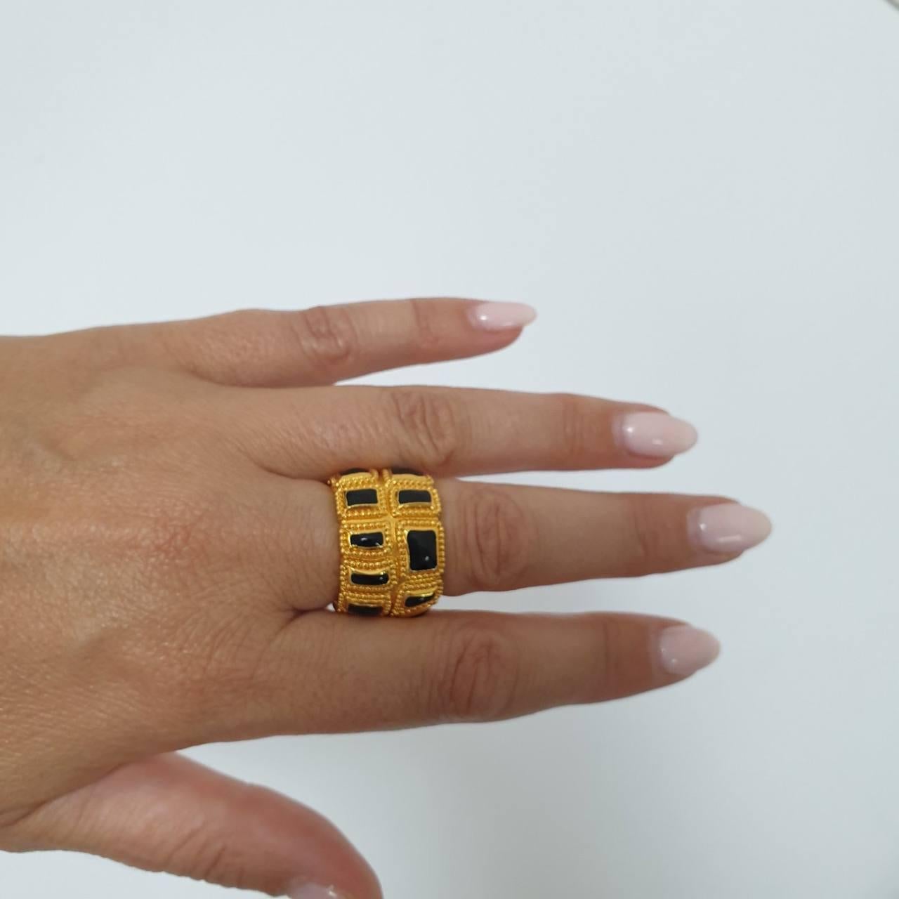 Chanel 2019 Enamel Inlays  Ring Sz.17 For Sale 2