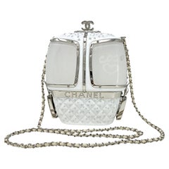 CHANEL 2019 Fall Runway White Plexiglass Gondola Ski Lift Minaudière Bag