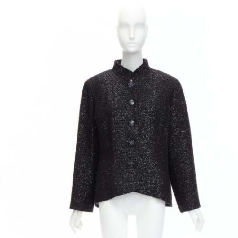 Chanel 2019 Fantasy Tweed nero lurex CC con bottoni a pressione sulla spalla FR46 XXL in vendita 5
