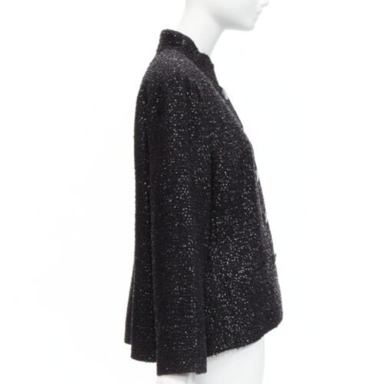 Donna Chanel 2019 Fantasy Tweed nero lurex CC con bottoni a pressione sulla spalla FR46 XXL in vendita