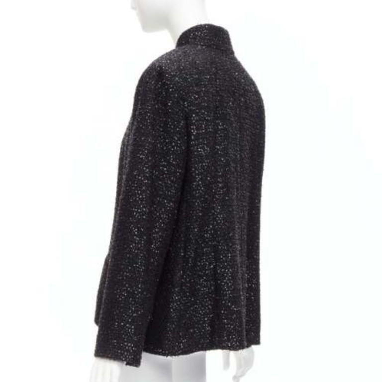 Chanel 2019 Fantasy Tweed nero lurex CC con bottoni a pressione sulla spalla FR46 XXL in vendita 2