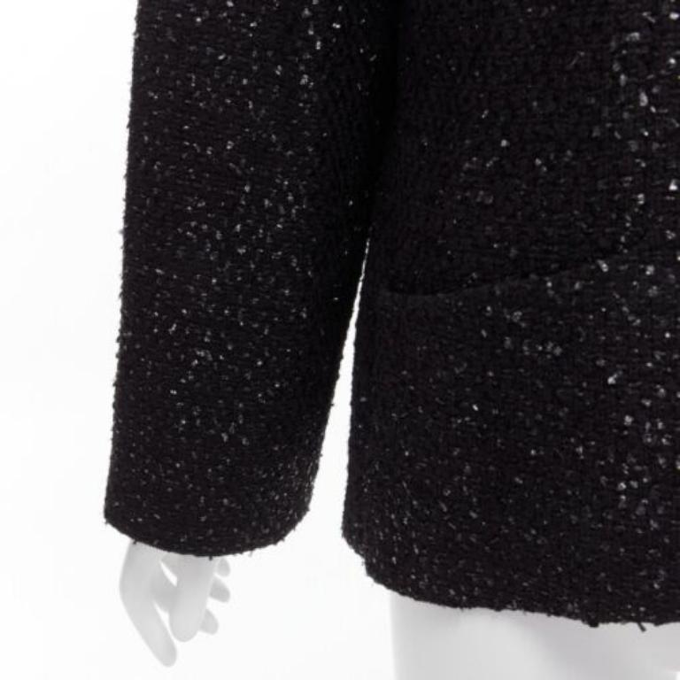 Chanel 2019 Fantasy Tweed nero lurex CC con bottoni a pressione sulla spalla FR46 XXL in vendita 3