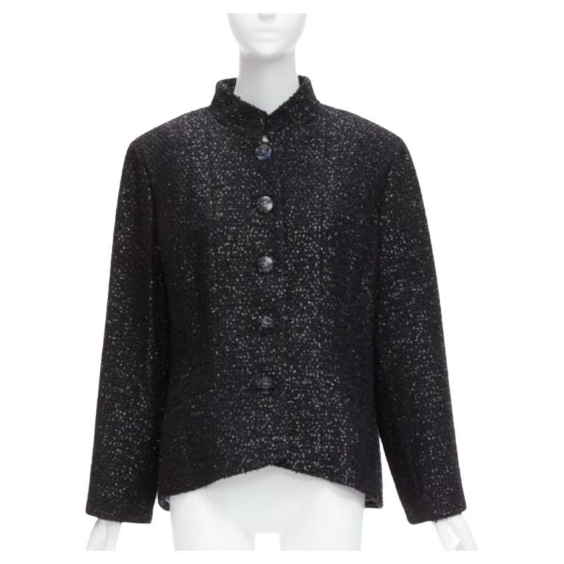 Chanel 2019 Fantasy Tweed nero lurex CC con bottoni a pressione sulla spalla FR46 XXL in vendita