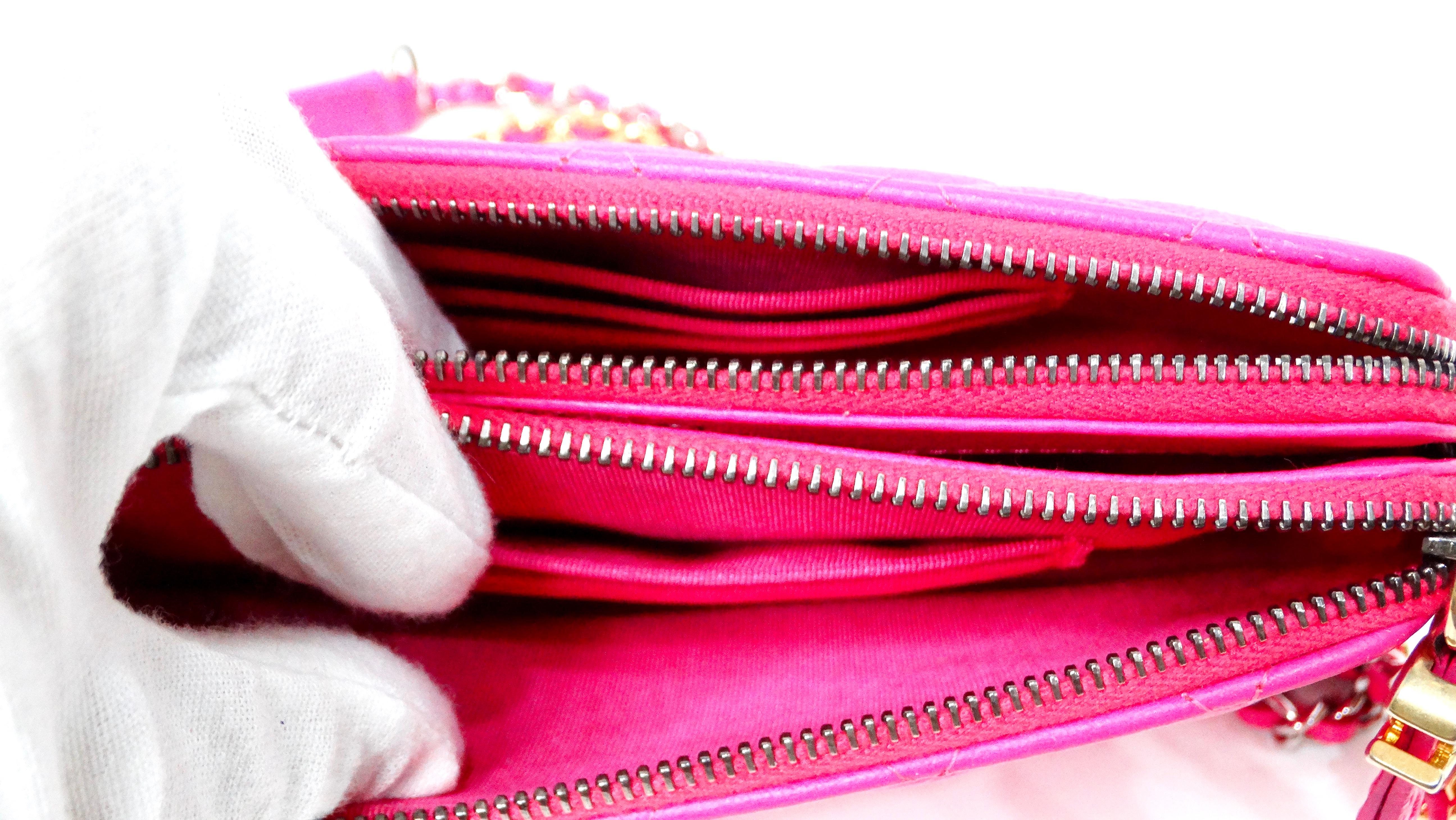 Chanel 2019 Hot Pink Gabrielle Double Zip Clutch With Chain For Sale 4