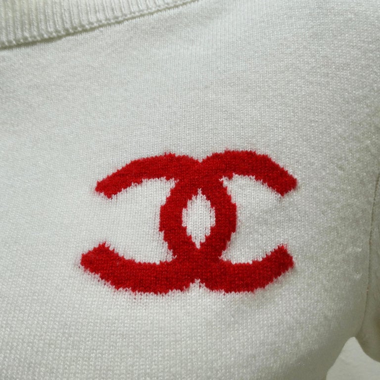 CHANEL2019 LA PAUSA カシミヤ100％ ニット  ラ パウザ シャネル セーター CHANEL アイボリー ホワイト ラ パウザ CC ロゴ