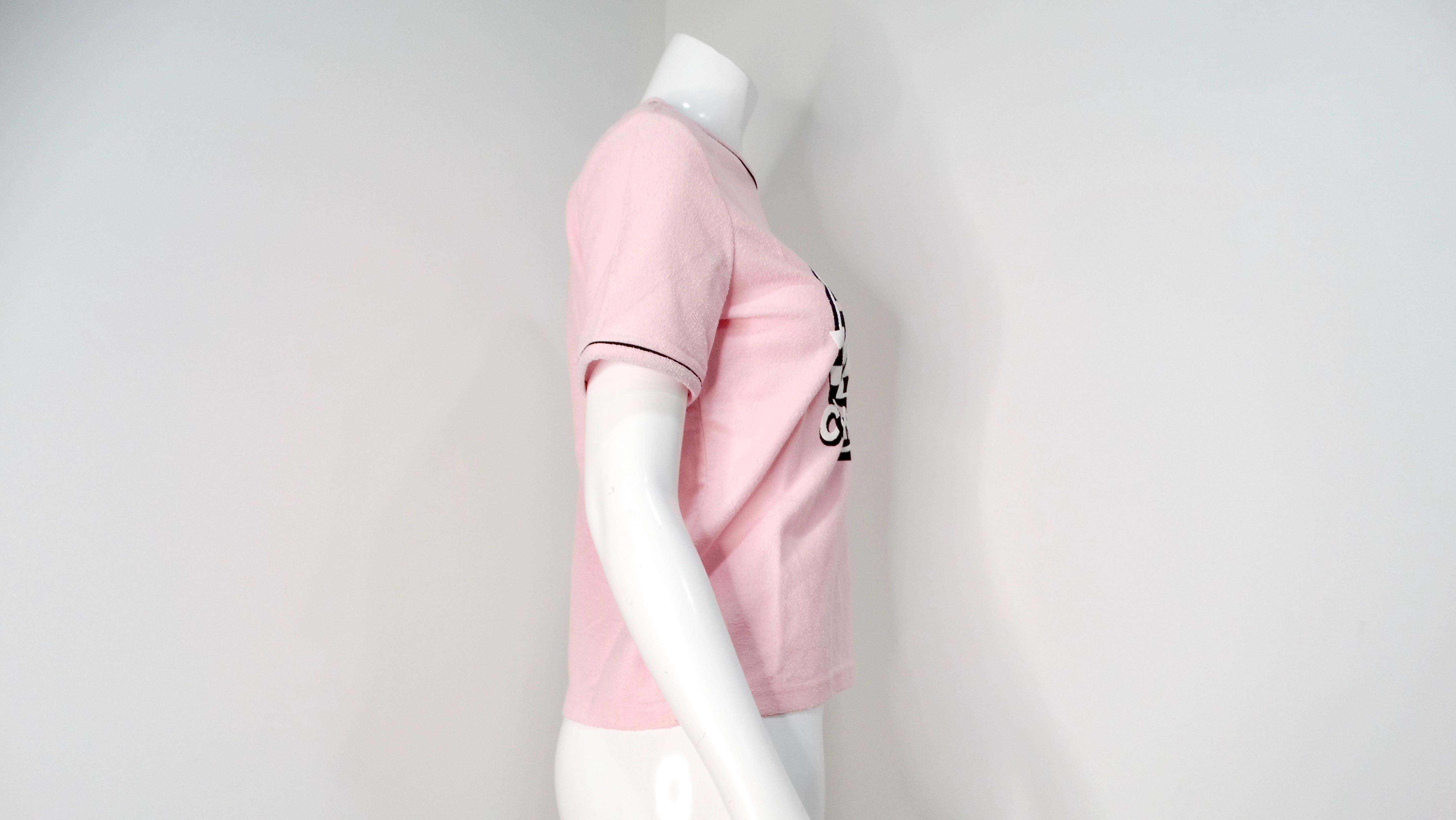 Chanel 2019 La Pausa Cruise Print Pink Terrycloth T-Shirt For Sale 1