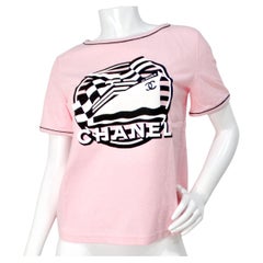 Camiseta Chanel 2019 La Pausa Cruise Print rizo rosa