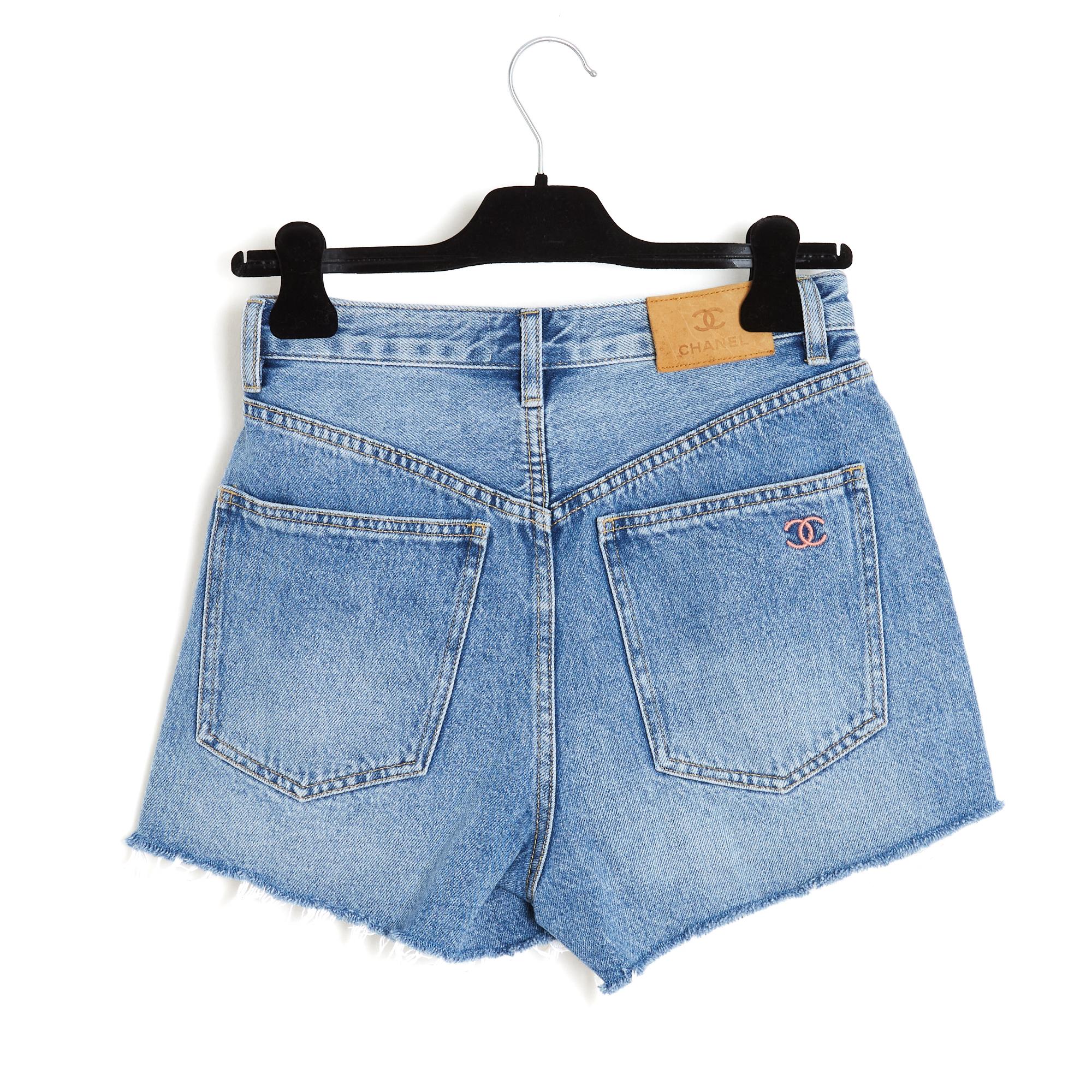 Chanel 2019 La Pausa Short Jean FR36 Used Denim Mom Shorts Pants US27 size S 1