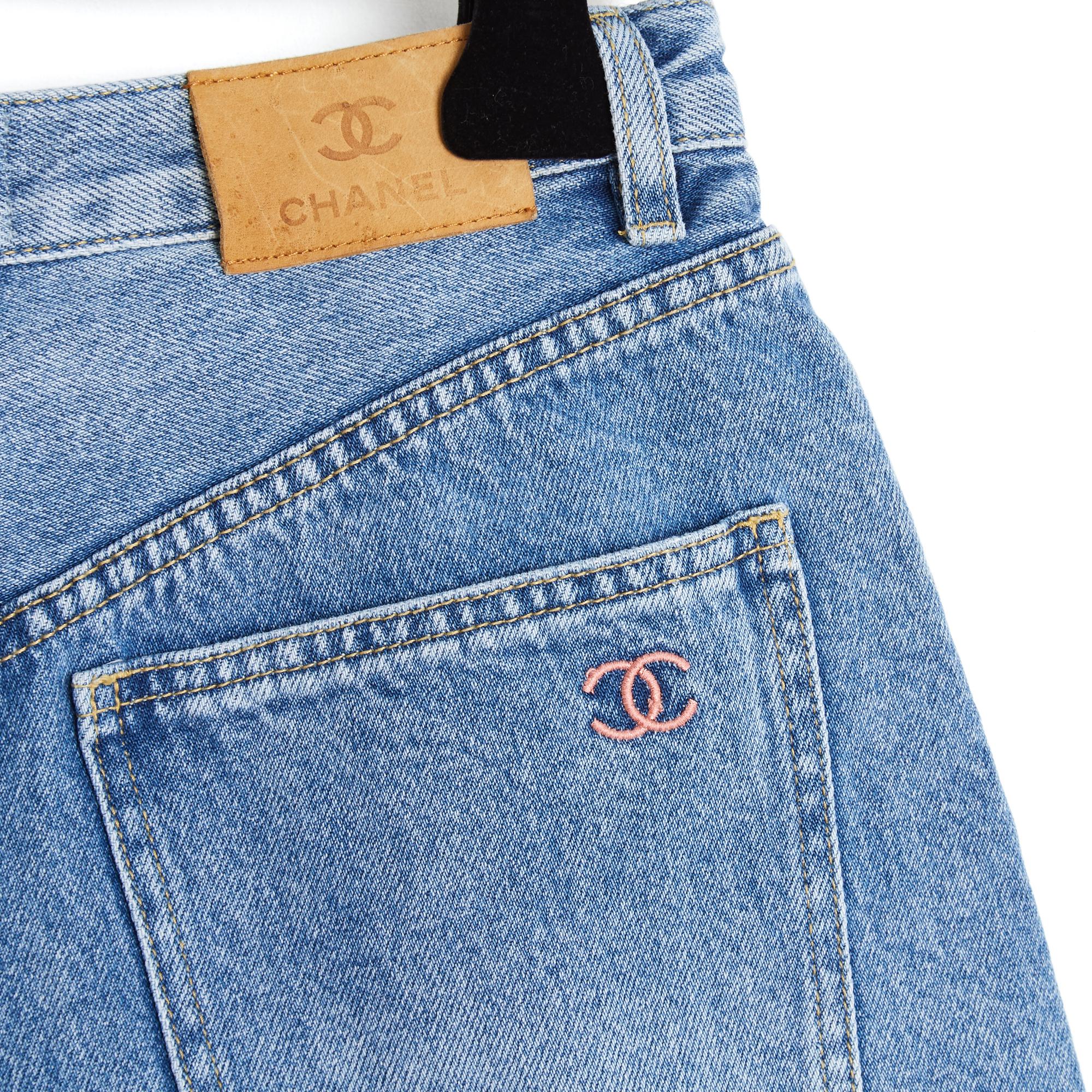 Chanel 2019 La Pausa Short Jean FR36 Used Denim Mom Shorts Pants US27 size S 2