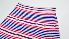 Chanel 2019 La Pausa Striped Knit Mini Skirt With Gold-Tone Buttons