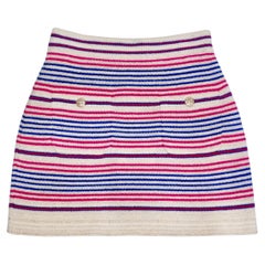 Chanel 2019 La Pausa Striped Knit Mini Skirt With Gold-Tone Buttons