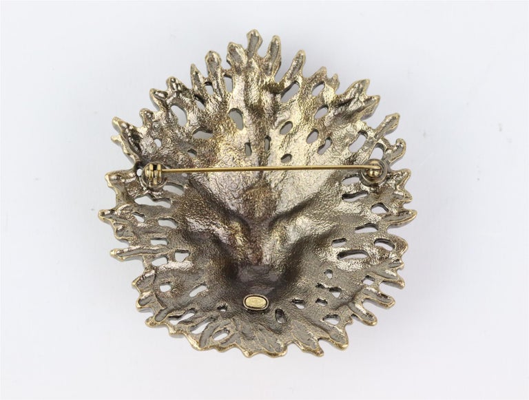 Chanel 2019 Lion Head Gold Tone Brooch at 1stDibs