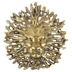 Chanel 2019 Lion Head Gold Tone Brooch
