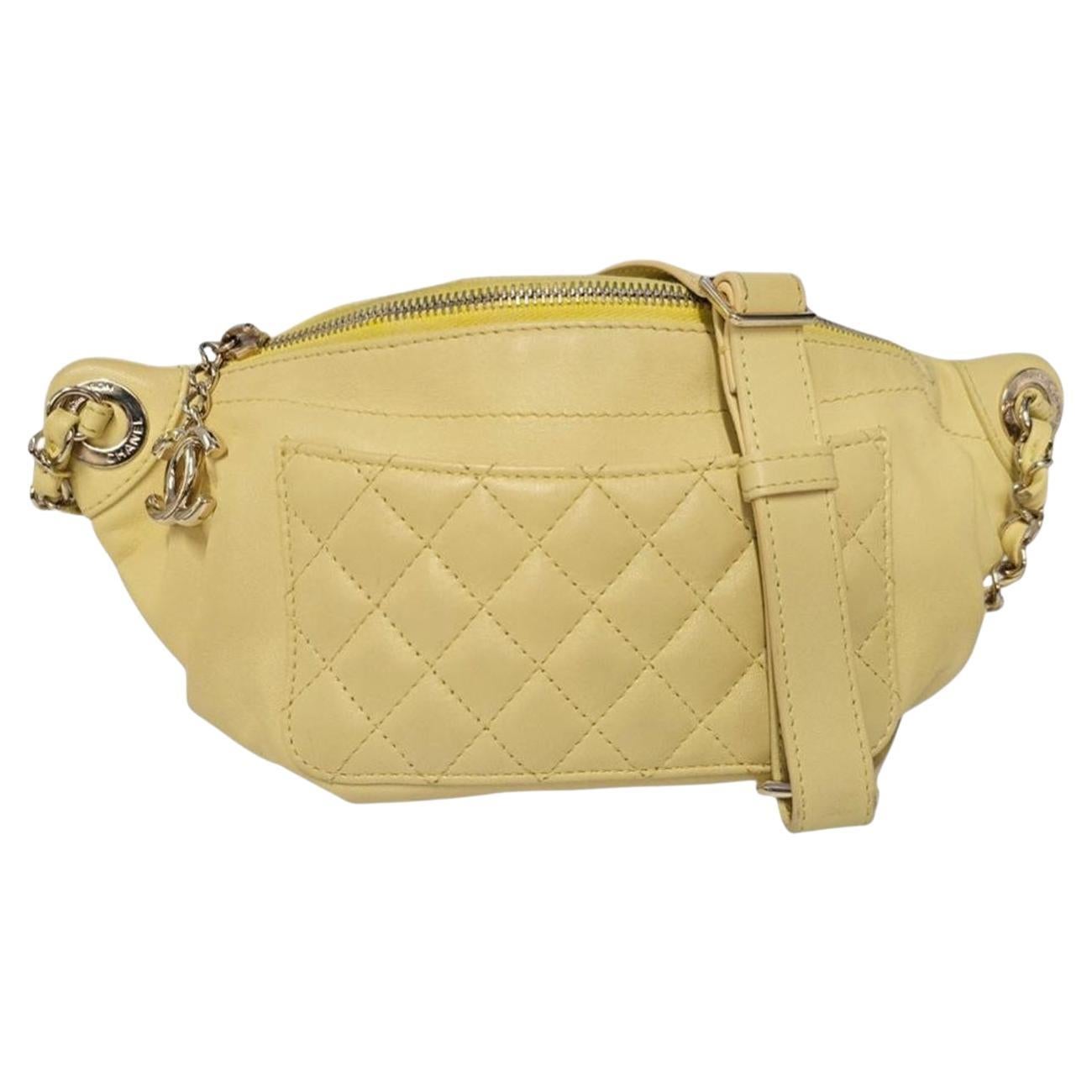 Chanel 2019 Matelasse Quilted Lambskin Chain Belt Bag For Sale