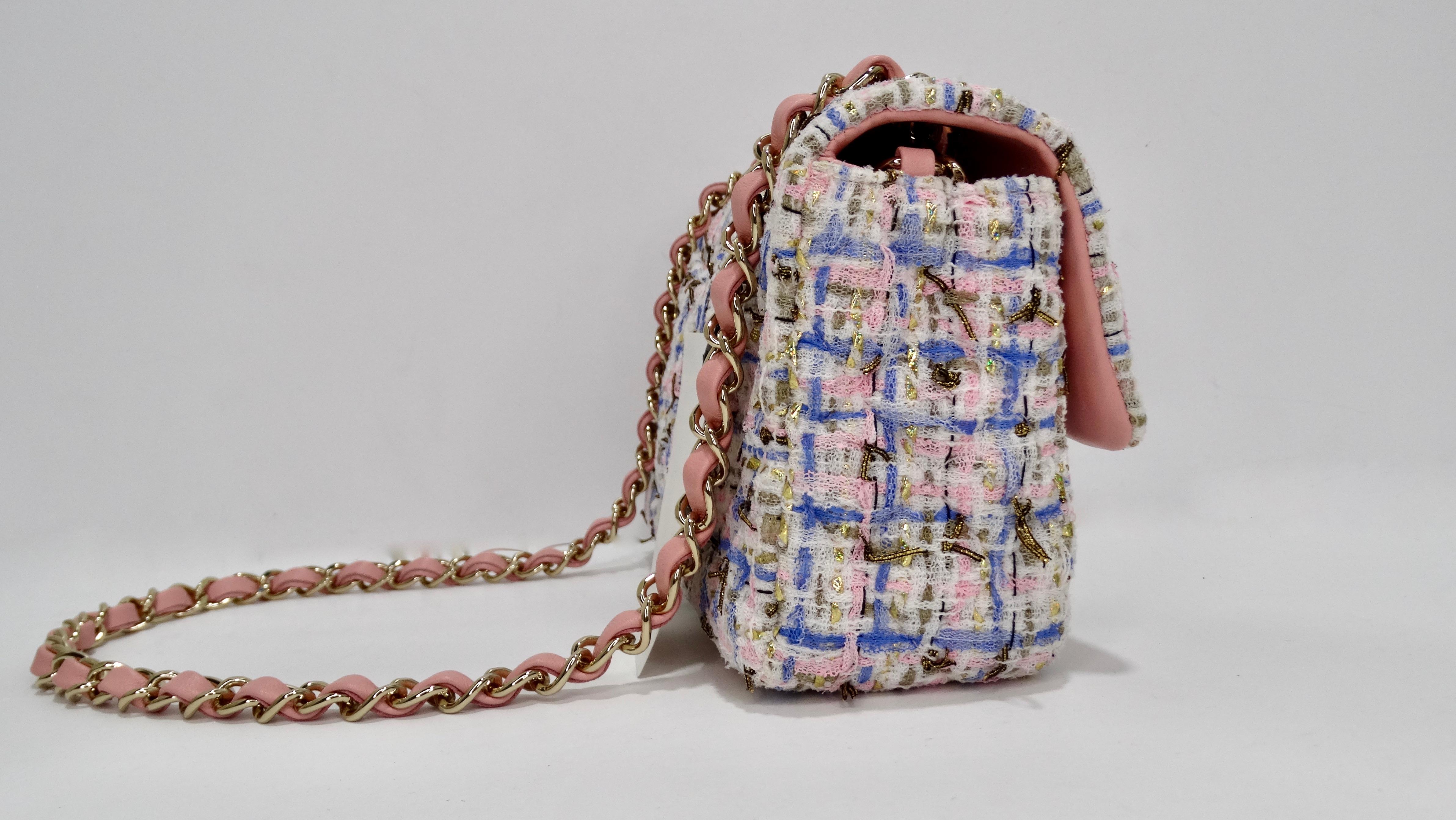 Chanel 2019 Mini-Tweed-Klappentasche (Grau)