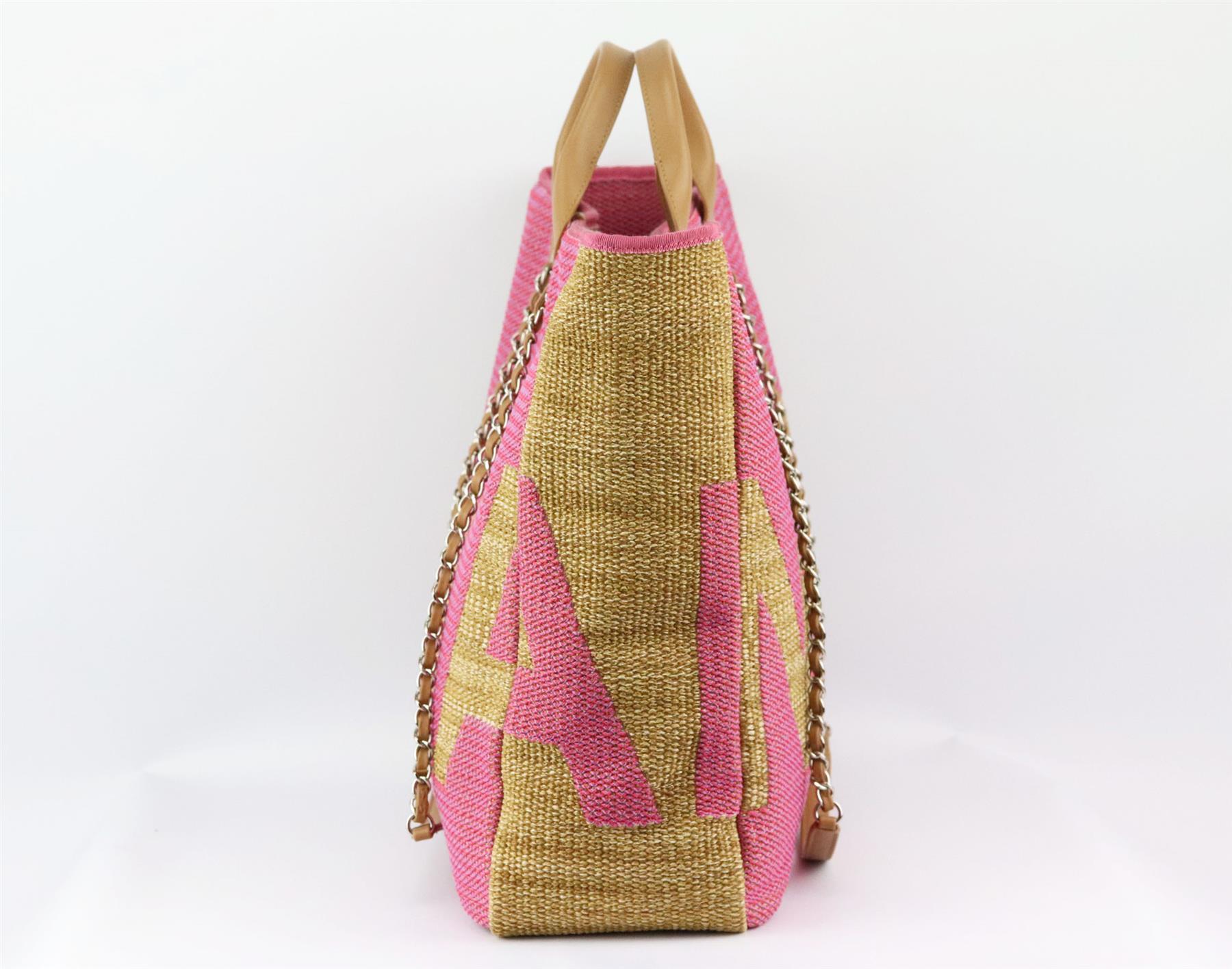 Pink Chanel 2019 Mixed Fibers Large Shopping Tote Bag