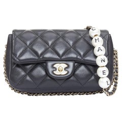 CHANEL 2019 My Precious Pearls Mini Flap Bag black lambskin crossbody bag