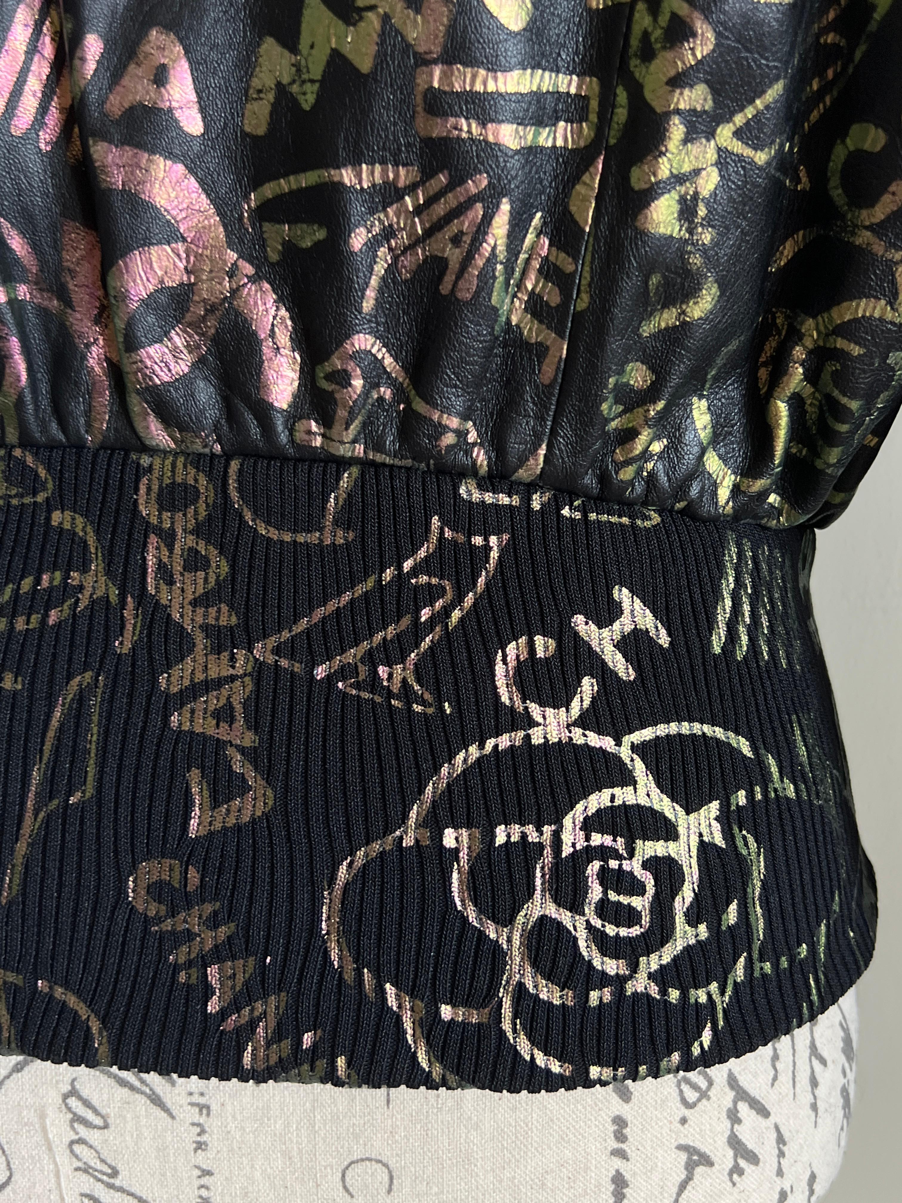 Chanel 2019 New Graffiti Logo Khameleon Leather Jacket 6