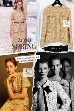 CHANEL 2019 New Iconic Sand Beige Tweed Jacket