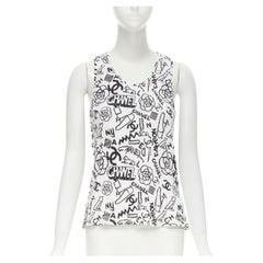 CHANEL 2019 Paris New York white graffiti Camellia hieroglyphic tank FR40 M