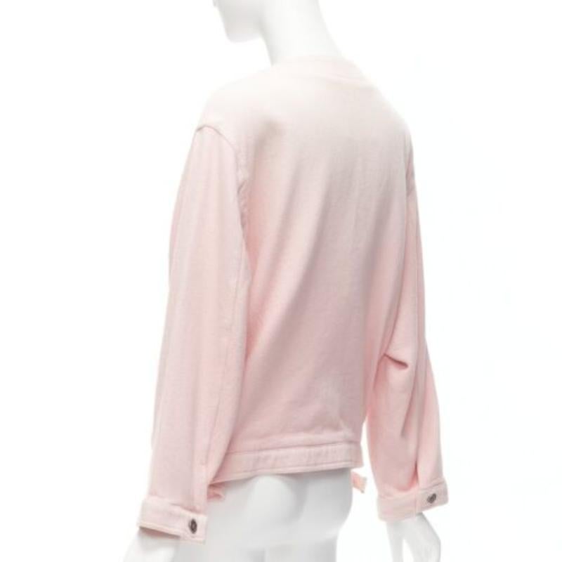 CHANEL 2019 rose, 4 poches, boutons CC sans col, veste surdimensionnée FR34 XS en vente 2