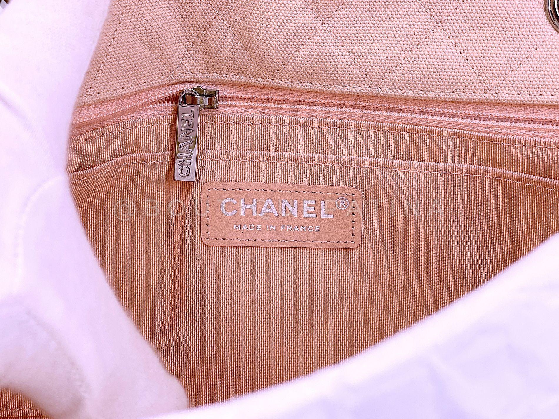 Chanel 2019 Pink Studded CCs Canvas Logomania Flap Bag RHW 67918 For Sale 7