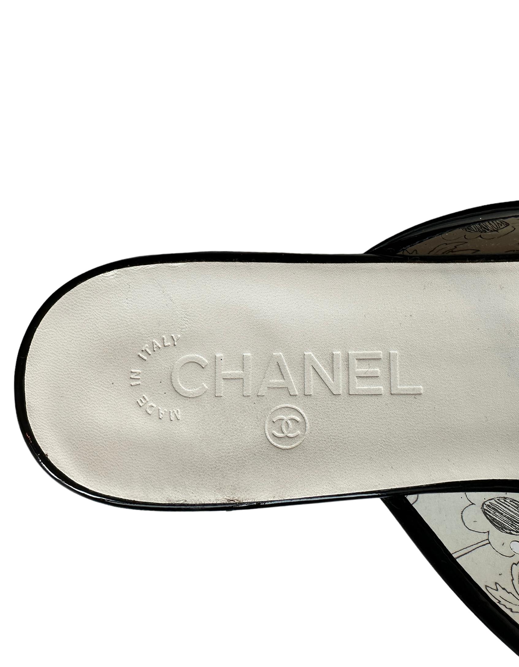 Chanel 2019 Printed PVC CC Logo Slides sz 40C 1