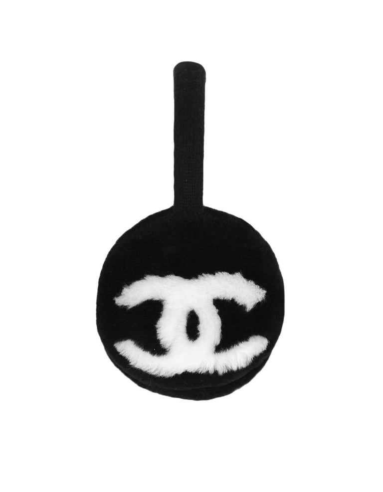 Chanel 2019 RARE Black/White Shearling and Cashmere CC Ear Muffs For