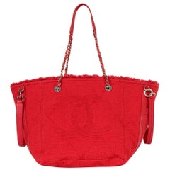 Chanel 2019 Red Canvas Convertible Large Shopping Tote Bag