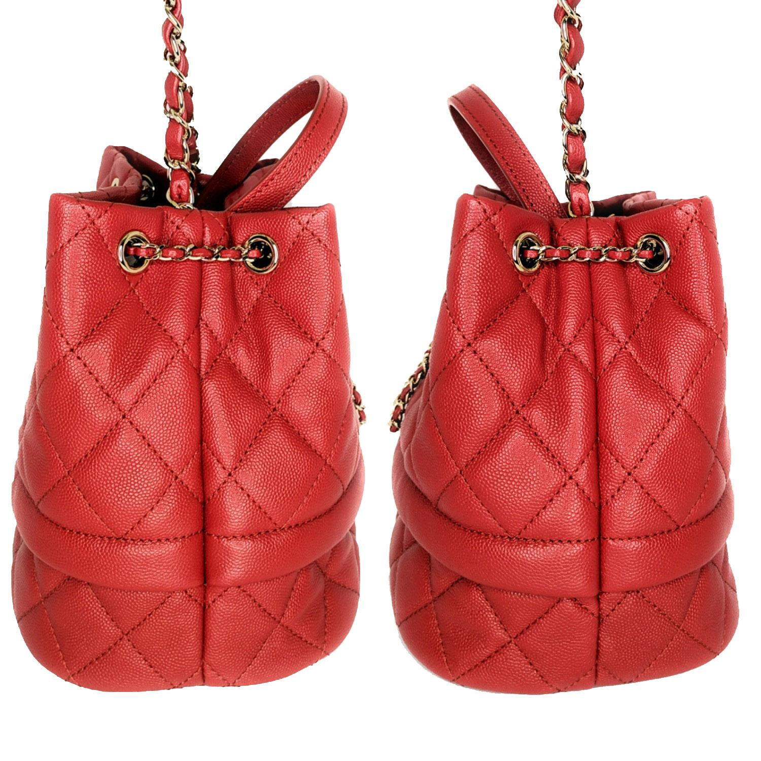 chanel red bucket bag