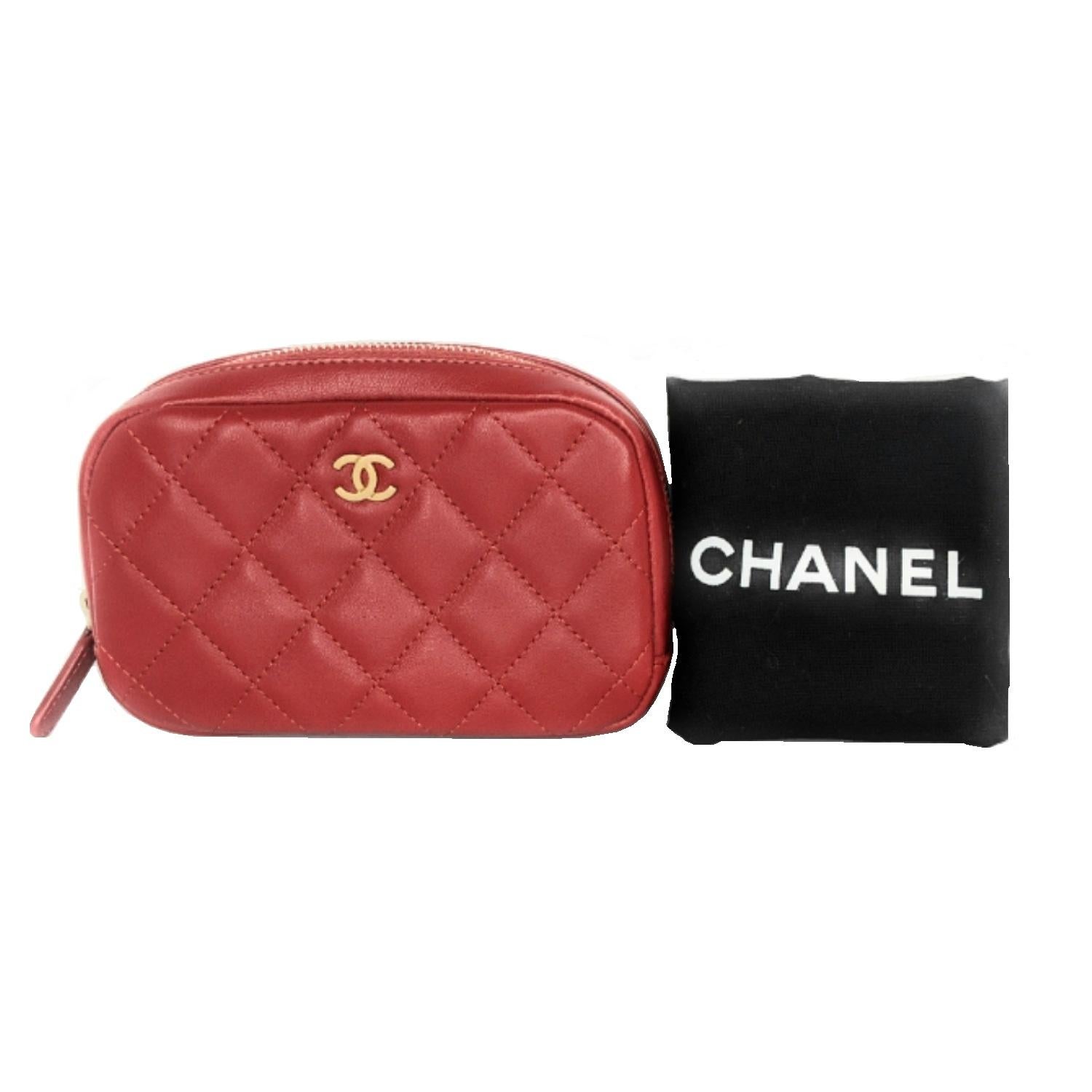 Chanel 2019 Red Quilted Lambskin Classic Case 1