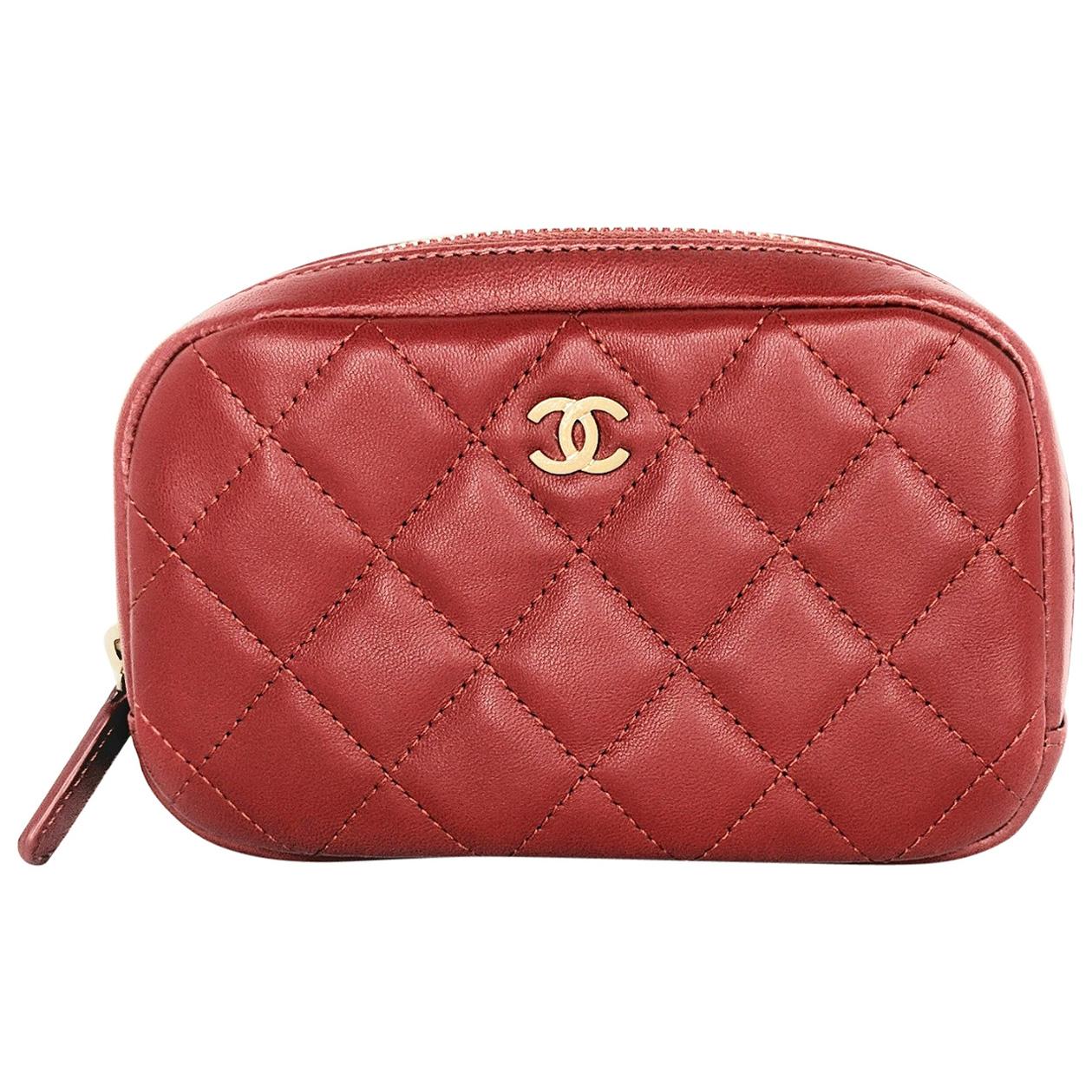 Chanel 2019 Red Quilted Lambskin Classic Case
