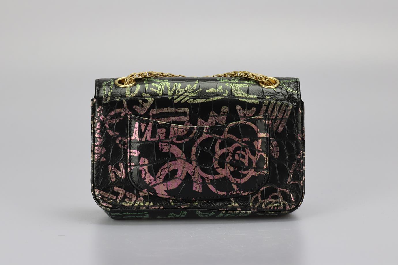 Women's Chanel 2019 Reissue 2.55 Rectangle Flap Printed Croc Effect Leather Shoulder Bag