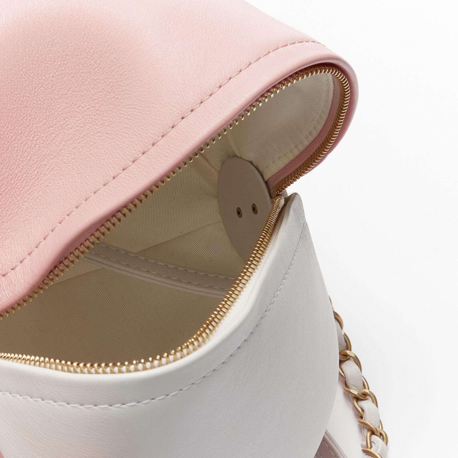 CHANEL 2019 Runway Beach Ball CC pink white calfskin gold chain crossbody bag 4