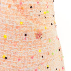 CHANEL 2019 Runway pastel peach multi color speckle tweed lace dress FR36 XS
